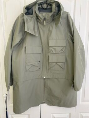 H&M Olive Green Utility Hooded Rain Jacket